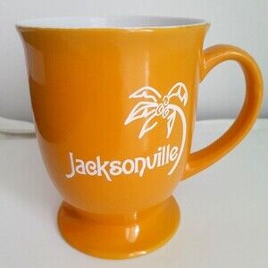 Jacksonville Florida Palm Tree Paradise Pedestal Gold Yellow Mug Approx.15Oz